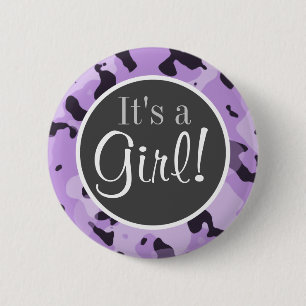 Lavender Purple Camo; Camouflage 2 Inch Round Button