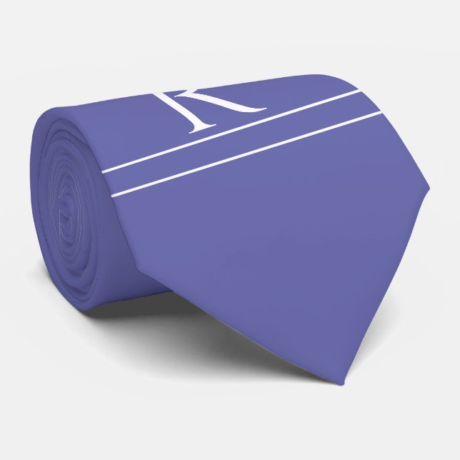 Lavender Purple Classic Monogram  Neck Tie (Rolled)