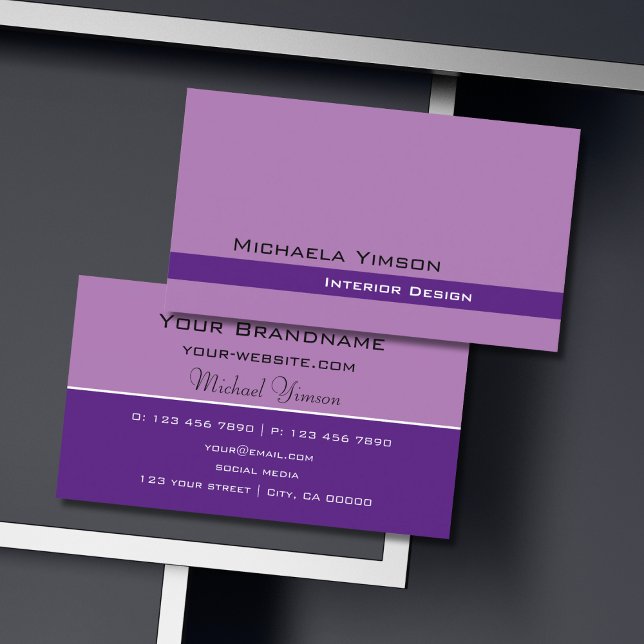 Lavender Purple Classic Simple and Professional Business Card (Creator Uploaded)