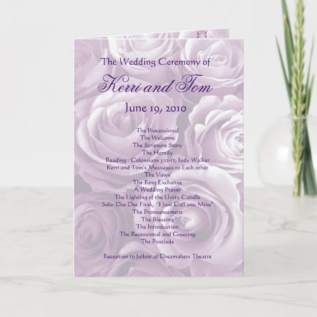 LAVENDER PURPLE Customized Wedding Program (Front)