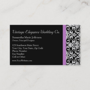 Lavender Purple Damask Black/White Business Card