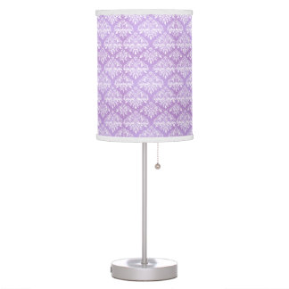 Lavender Purple Damask Style Table / Desk Lamp