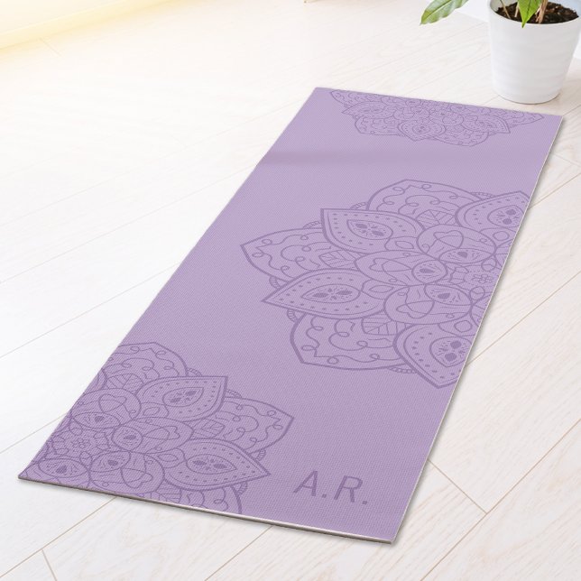 Lavender Purple Decorative Mandala With Initials Yoga Mat (Creator Uploaded)