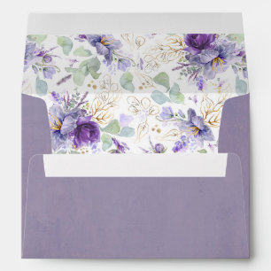 Lavender Purple Elegant Botanical Greenery Wedding Envelope
