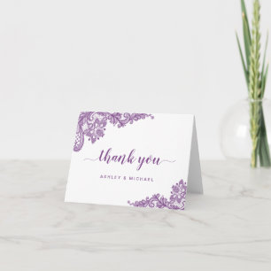 Lavender Purple Elegant Lace Floral Thank You Card