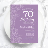Lavender Purple Floral 70th Birthday Party
