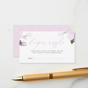 Lavender Purple Floral Baby Shower Diaper Raffle Enclosure Card