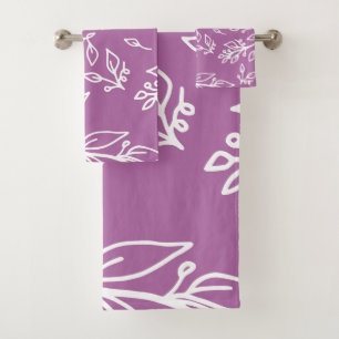 Lavender purple Floral Bath Towel Set