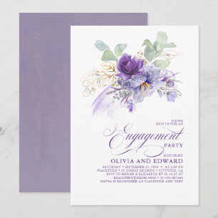 Lavender Purple Floral Botanical Engagement Party Invitation