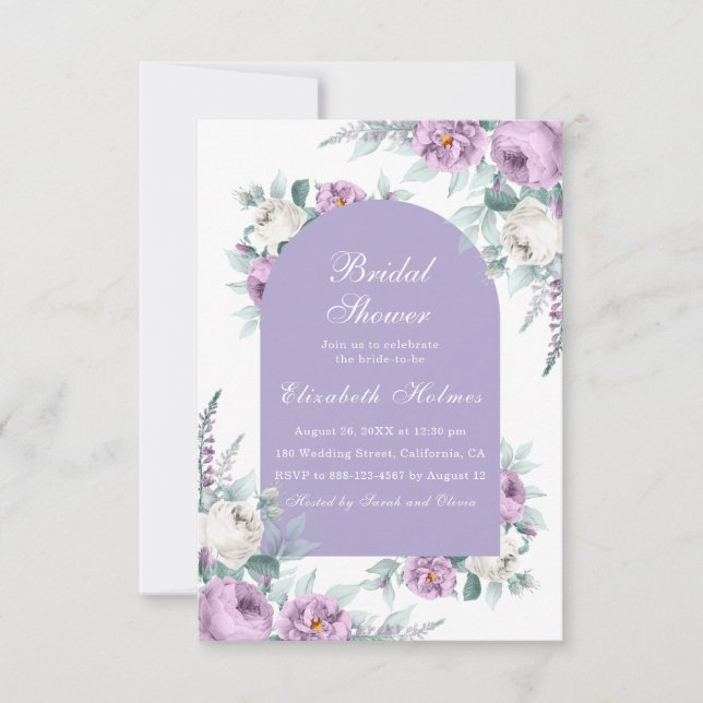 Lavender Purple Floral Bridal Shower Invitation (Front)