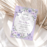 Lavender Purple Floral Butterflies Quinceañera Invitation<br><div class="desc">Personalize this soft lavender purple floral Quinceañera / Sweet 16 birthday invitation easily and quickly. Simply click the customize it further button to edit the texts, change fonts and fonts colours. Featuring pretty pastel lavender purple flowers, delicate greenery and purple and silver butterflies. Matching items available in store. (c) Somerset...</div>