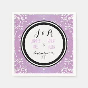 Lavender Purple Floral Damask Wedding Napkins