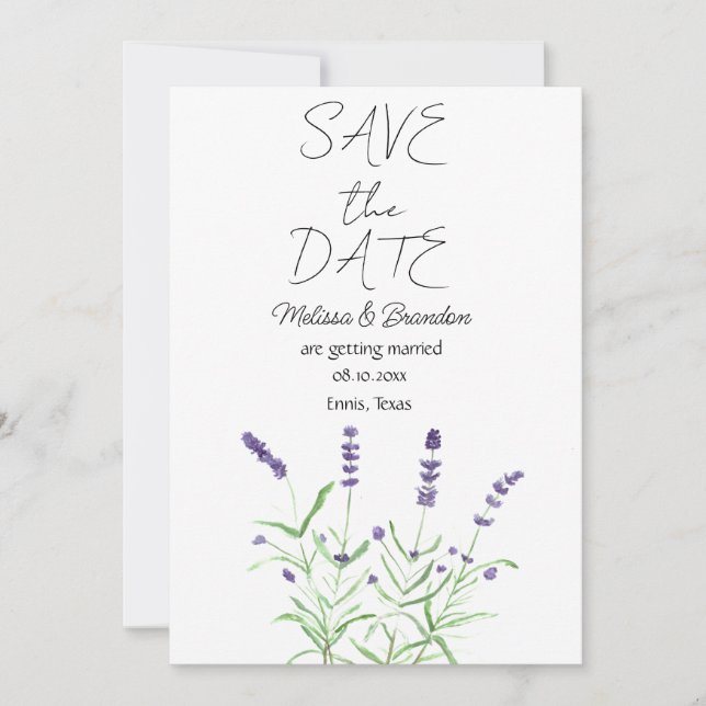Lavender Purple Floral Flowers Rustic Wedding  Invitation (Front)
