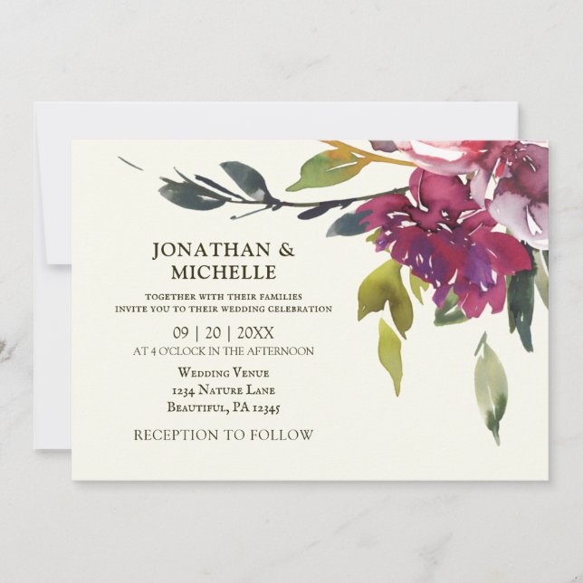Lavender Purple Floral Greenery Christian Wedding Invitation (Front)