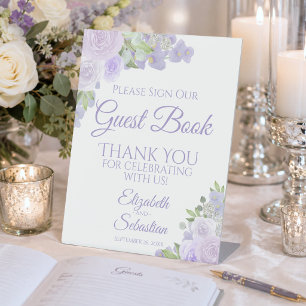 Lavender Purple Floral Please Sign Our Guest Book