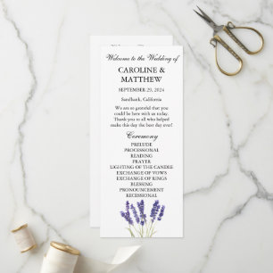 Lavender Purple Floral Watercolor Rustic Wedding  Program