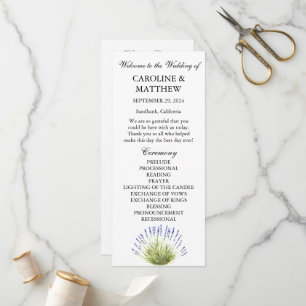 Lavender Purple Floral Watercolor Rustic Wedding  Program