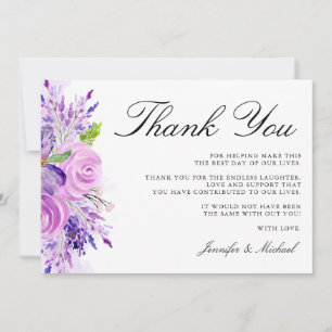 Lavender Purple Floral Wedding Thank You Card