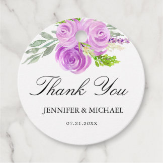 Lavender Purple Floral Wedding Thank You Tags