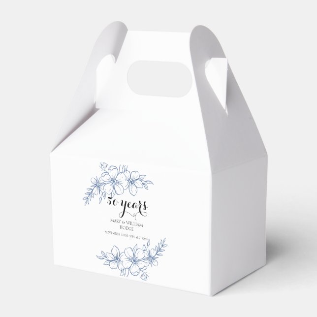 Lavender purple florals 50th wedding anniversary favor box (Front Side)