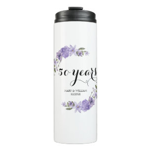 Lavender purple florals 50th wedding anniversary thermal tumbler