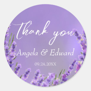 Lavender Purple Florals Wedding Classic Round Sticker