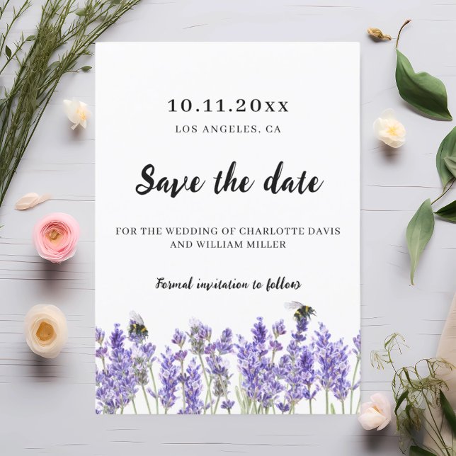 Lavender purple florals wedding save the date (Creator Uploaded)