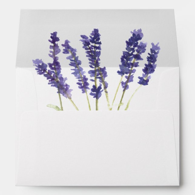 Lavender Purple Flowers Floral Return Address Envelope (Back (Bottom))