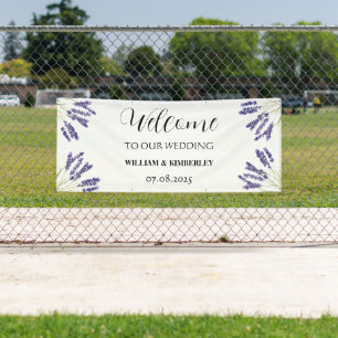 Lavender Purple Flowers Rustic Elegant Wedding Banner