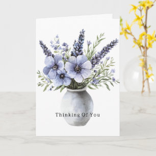 Lavender Purple Flowers Vase Thinking of You Card