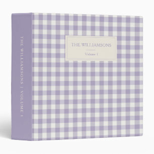 Lavender Purple  Gingham Personalized Family Photo Binder