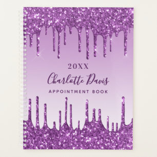Lavender purple glitter monogram name 2025 planner