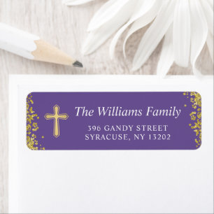 Lavender Purple Gold Adresse de retour religieuse