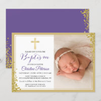 Lavender Purple Gold Glitter Baptism Photo