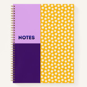 Lavender Purple Gold Sunburst Swirl Notebook - M