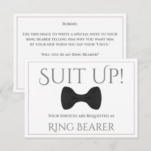 Lavender Purple & Grey Be My Ring Bearer Card