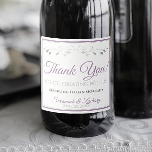 Lavender Purple & Grey Elegant Wedding Thank You Sparkling Wine Label