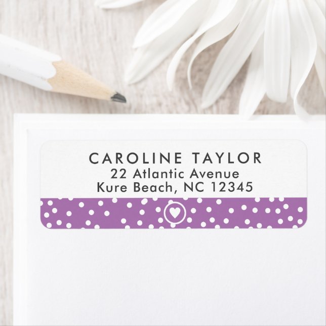 Lavender Purple Heart & Dots Cute Girly Address (Insitu)