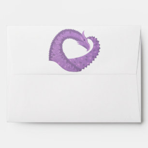 Lavender purple heart dragon on white envelope