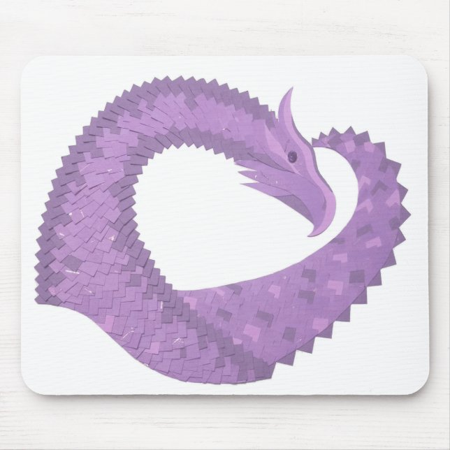Lavender purple heart dragon on white mouse pad (Front)