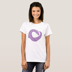 Lavender purple heart dragon on white T-Shirt