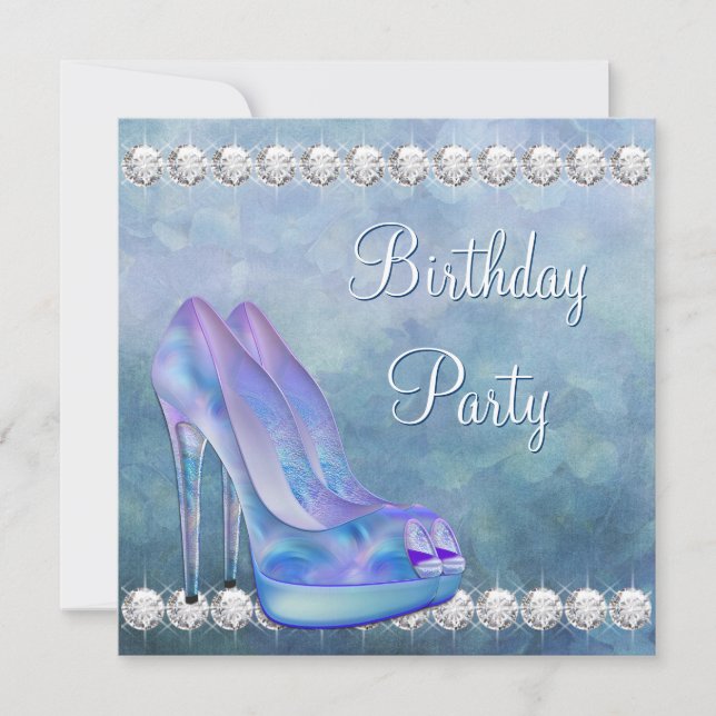 Lavender Purple High Heel Shoe Birthday Party Invitation (Front)