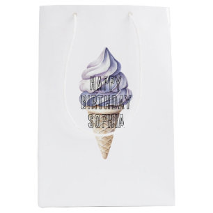 Lavender Purple Ice Cream Cones Birthday Medium Gift Bag