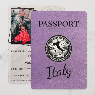 Lavender Purple Italy Passport Save The Date