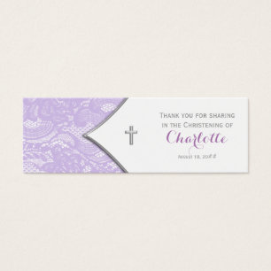 Lavender Purple Lace Cross Bomboniere Tags