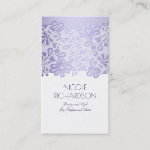 Lavender Purple Lace Elegant Vintage White Business Card