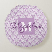 Lavender Purple Lacy Damask Chic Monogram & Name