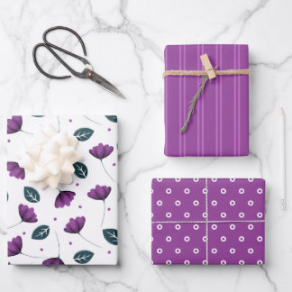 Lavender Purple Lilac Floral Flowers Wrapping Paper Sheet