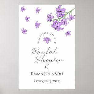 Lavender Purple Lily Bridal Shower Welcome Sign
