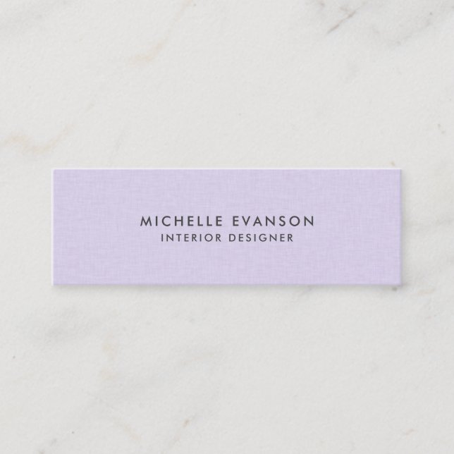 Lavender Purple Linen Minimalist Professional Mini Business Card (Front)
